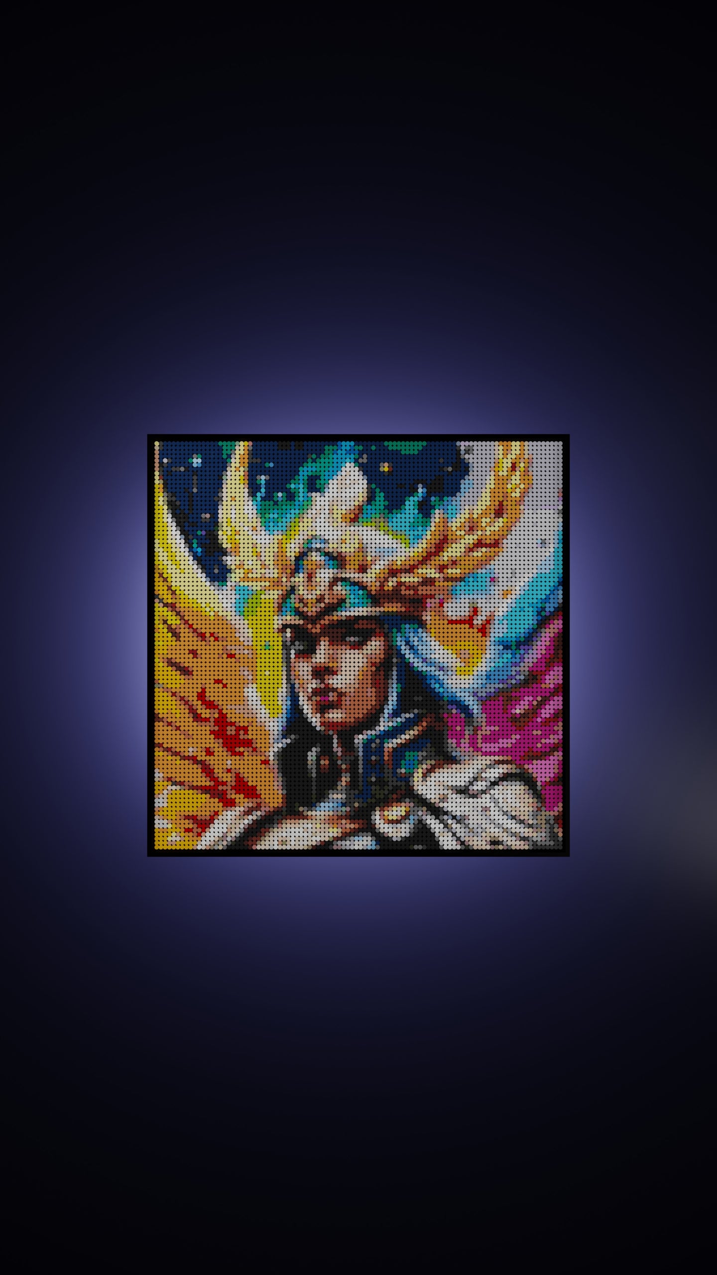 Valkyrie Vibrance LEGO® Style mosaic pixel art design for display